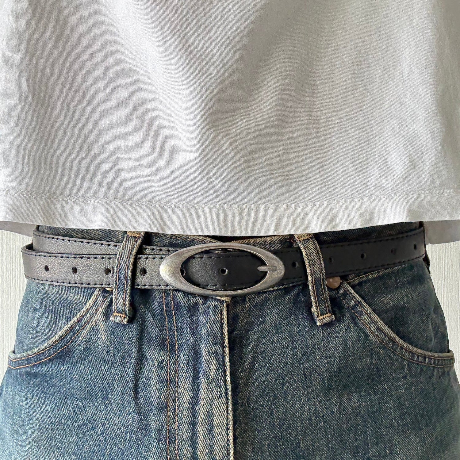 Black Oval Buckle Belt