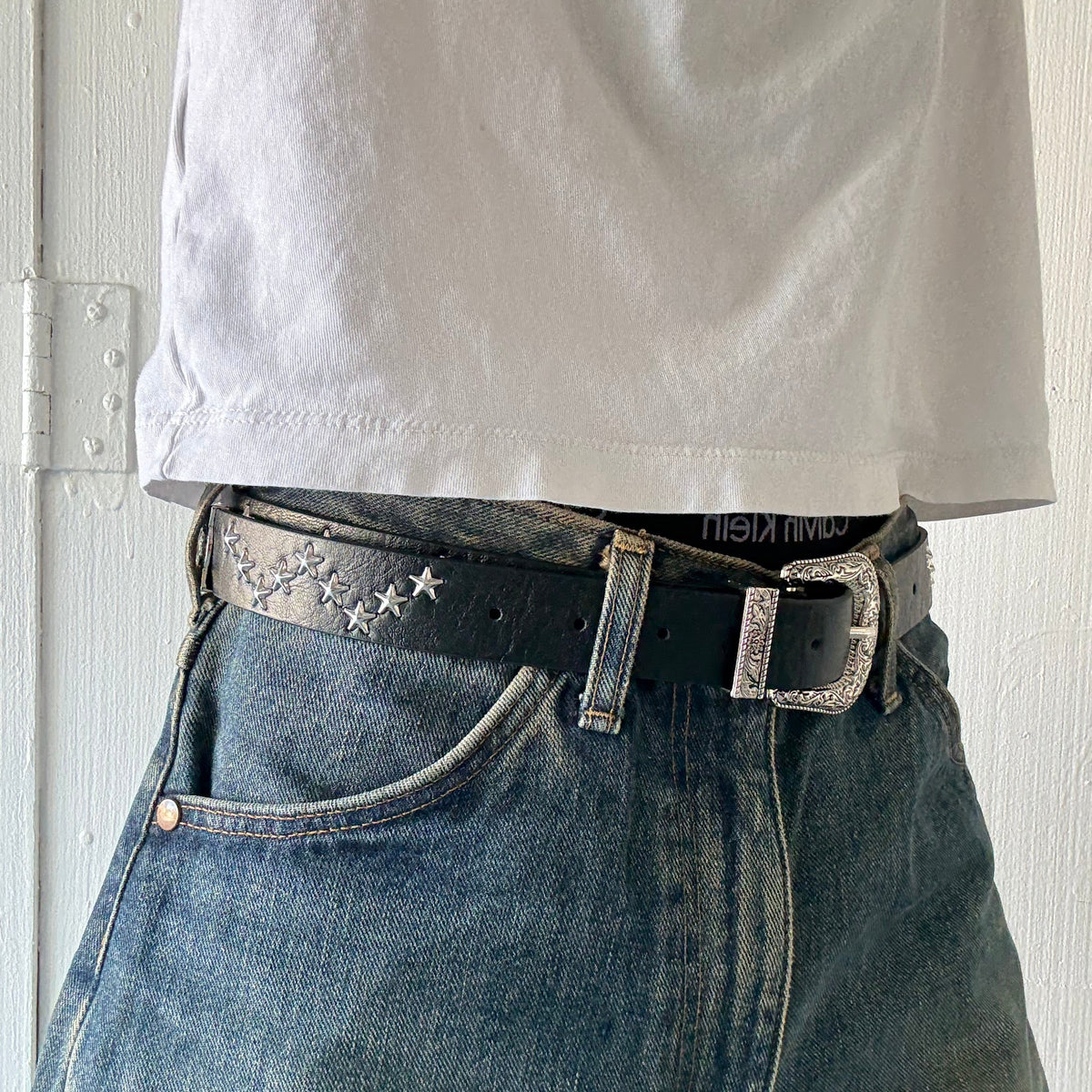 Black Star Studded Western Cowboy Belt