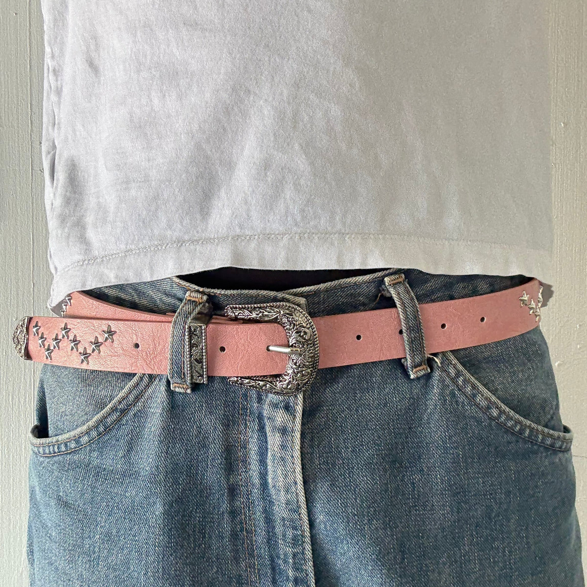 Pink Star Studded Western Cowboy Belt