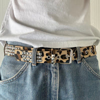 Khaki Leopard Print Fur Belt