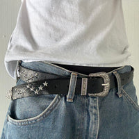 Black Star Studded Western Cowboy Belt
