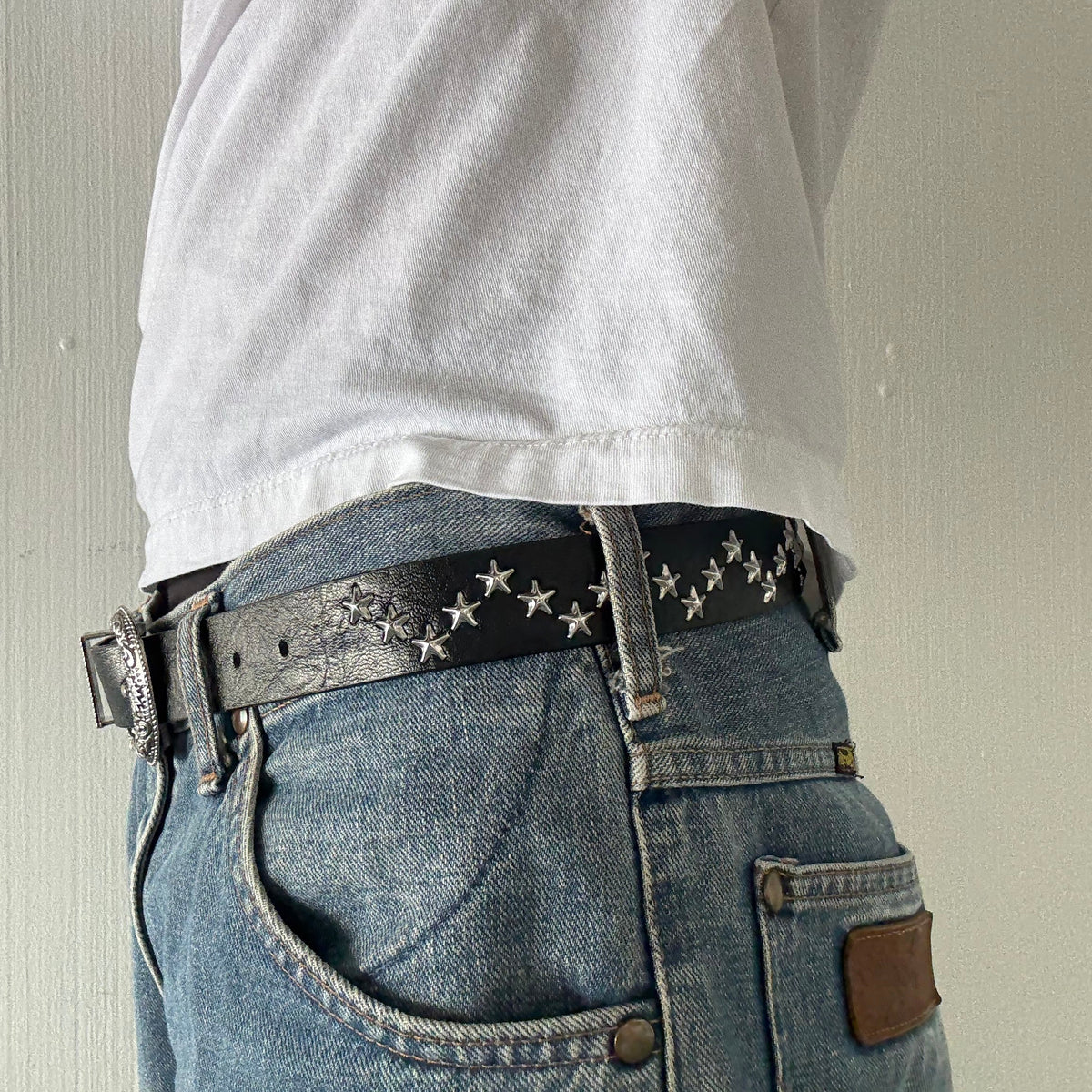 Black Star Studded Western Cowboy Belt