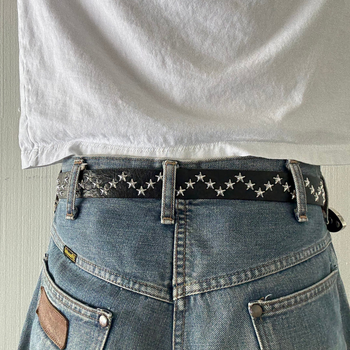 Black Star Studded Western Cowboy Belt