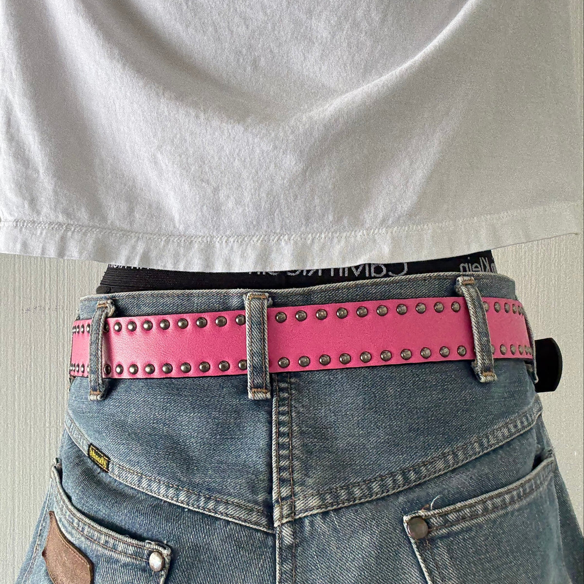 Pink Double Rivet Belt