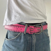 Pink Double Rivet Belt