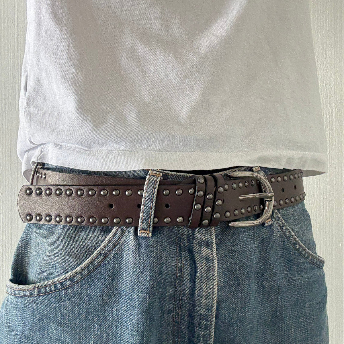 Brown Double Rivet Belt