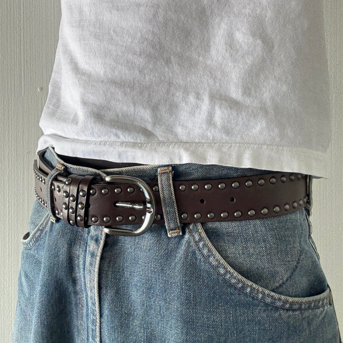 Brown Double Rivet Belt