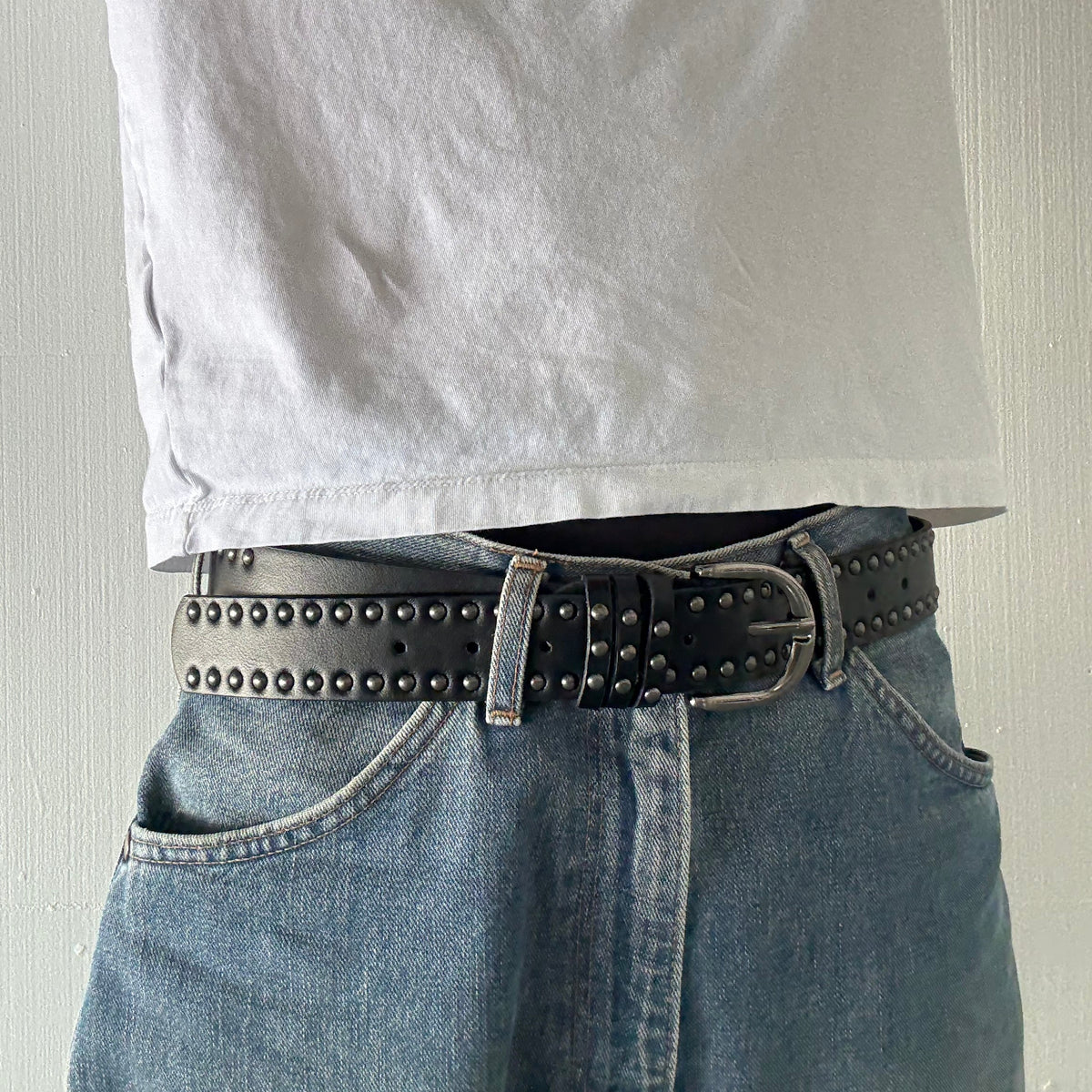 Black Double Rivet Belt
