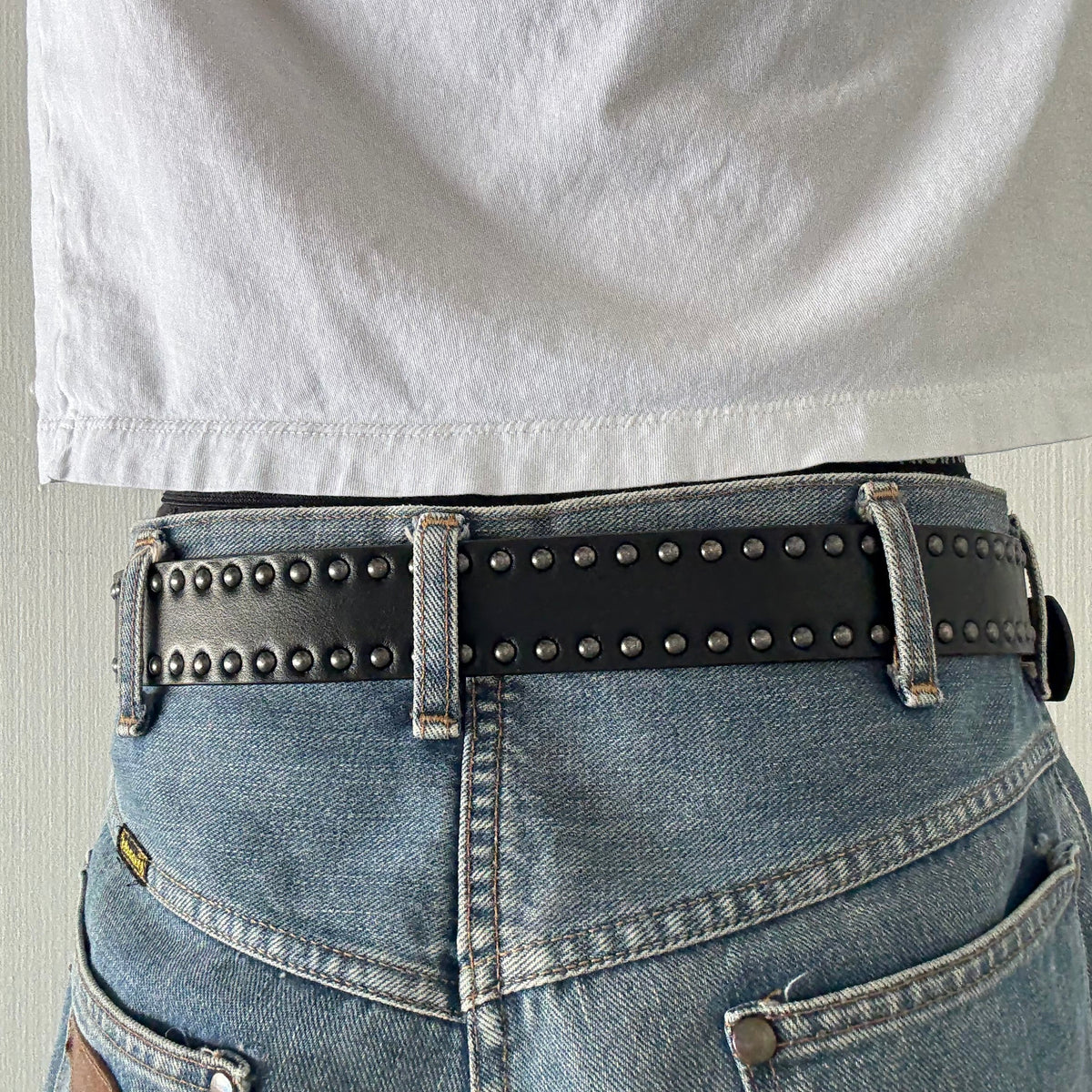 Black Double Rivet Belt