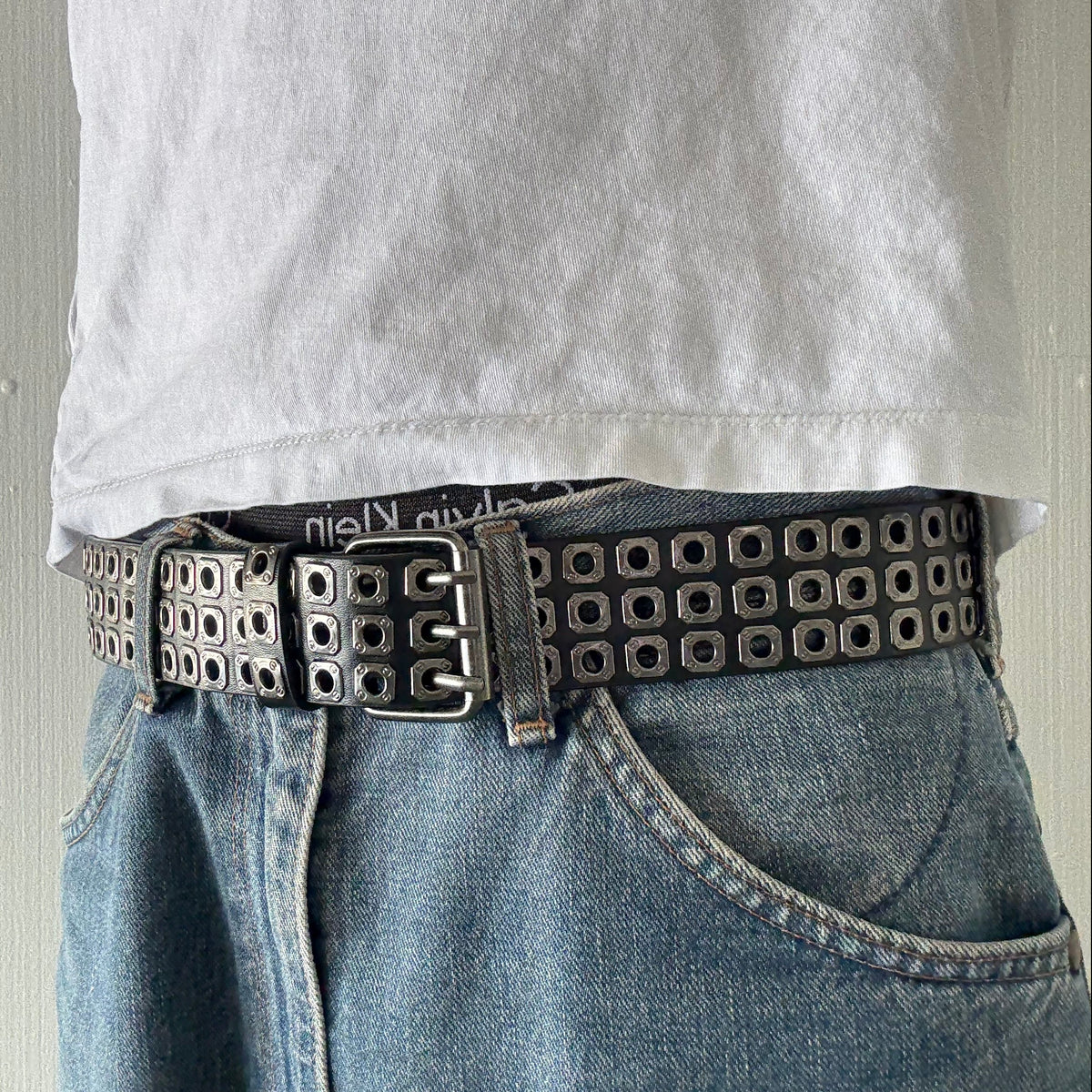 Black Multiple Rivet Punk Belt