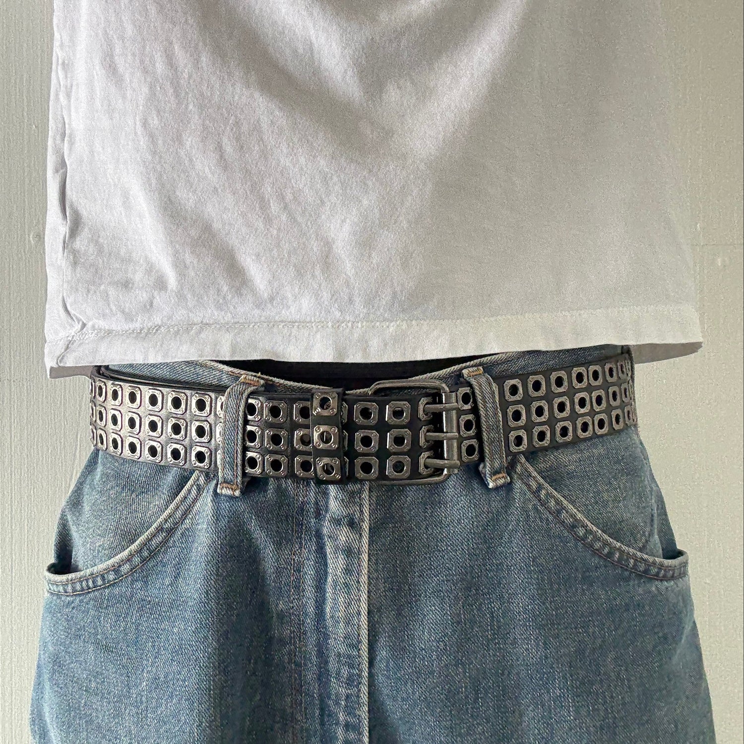 Black Multiple Rivet Punk Belt