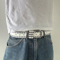 White Double Rivet Belt