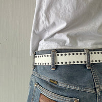 White Double Rivet Belt