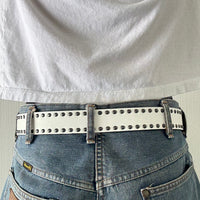 White Double Rivet Belt
