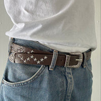 Brown Star Studded Western Cowboy Belt