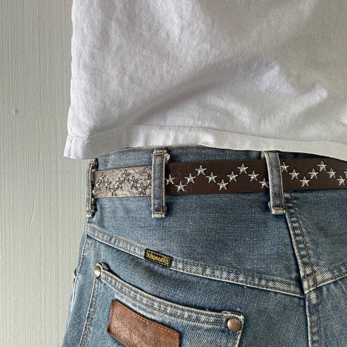 Brown Star Studded Western Cowboy Belt