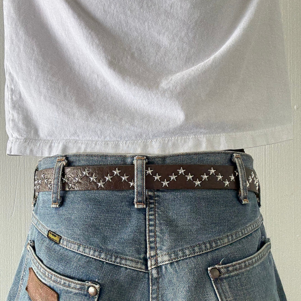 Brown Star Studded Western Cowboy Belt