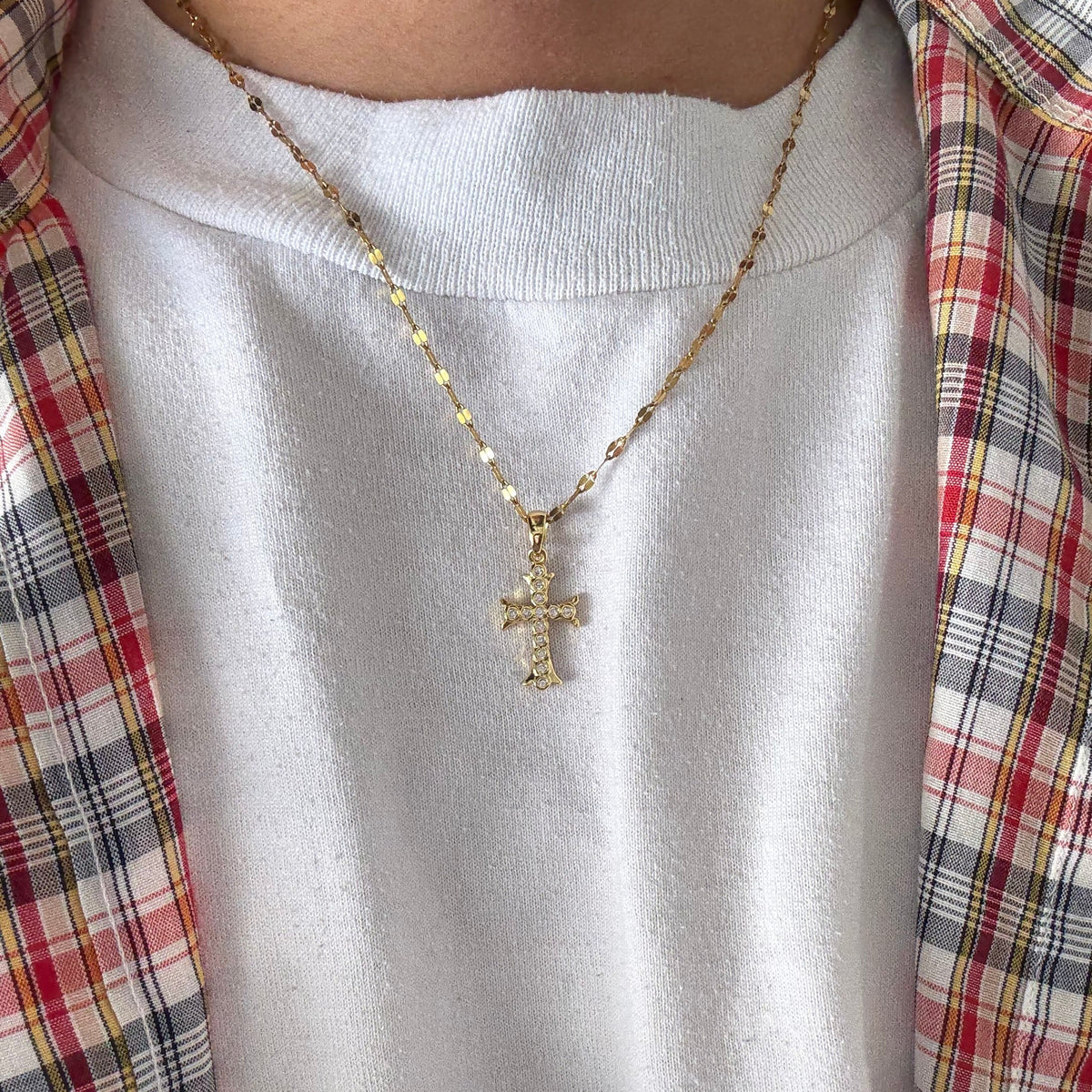 Gold Cross Crystal Necklace