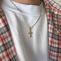 Gold Cross Crystal Necklace