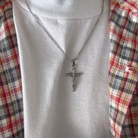 Silver Jesus Cross Necklace Stainless Steel