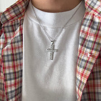 Silver Cross Multi Crystal Necklace