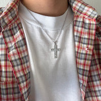 Silver Cross Multi Crystal Necklace