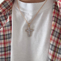 Gold Cross Multi Crystal Necklac