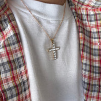 Gold Cross Multi Crystal Necklac