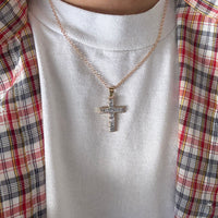 Gold Cross Multi Crystal Necklac