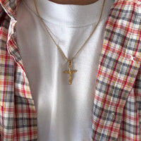 Gold Jesus Cross Necklace Stainless Steel