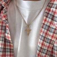 Gold Jesus Cross Necklace Stainless Steel