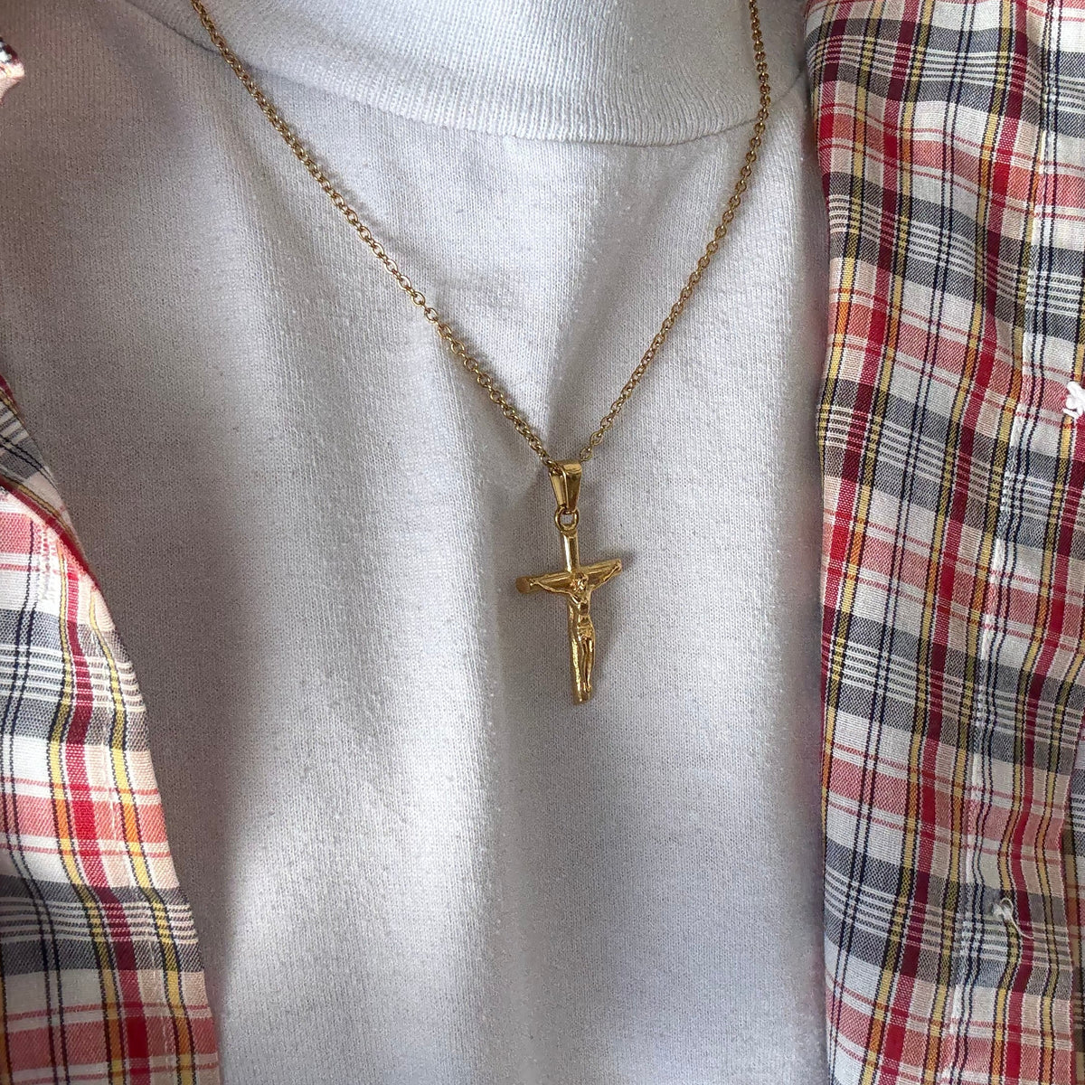 Gold Jesus Cross Necklace Stainless Steel