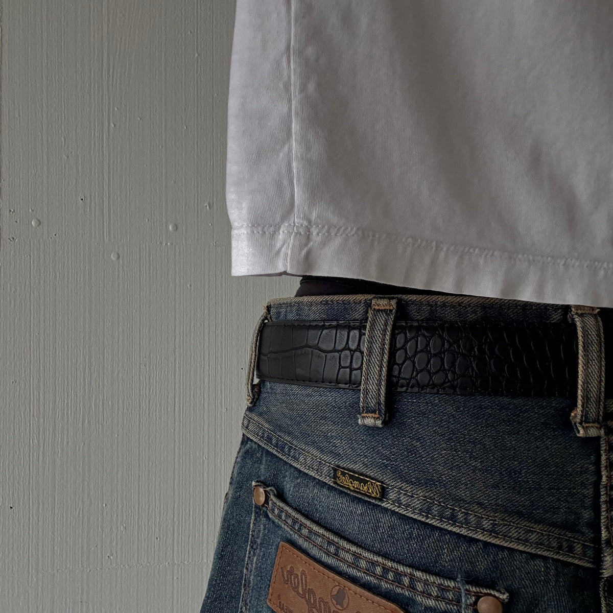 Black Crocodile Print Belt