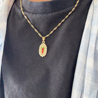 Gold Virgin Mary Multi Crystal Necklace