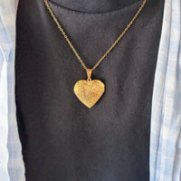 Gold Floral Heart Locket Necklace