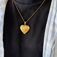 Gold Floral Heart Locket Necklace