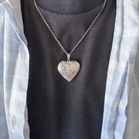 Silver Floral Heart Locket Necklace