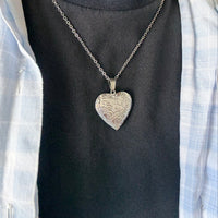 Silver Floral Heart Locket Necklace