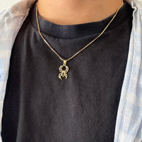 Gold Spider Black Gem Necklace
