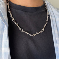 Silver Barbed Wire Necklace