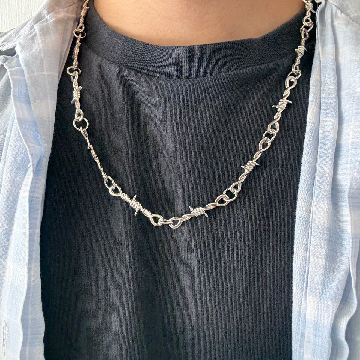 Silver Barbed Wire Necklace