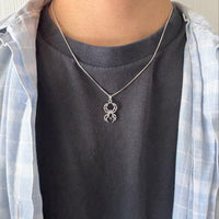 Silver Spider Black Gem Necklace