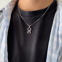 Silver Spider Black Gem Necklace