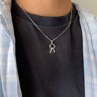 Silver Spider Black Gem Necklace