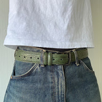 Green Crocodile Print Belt