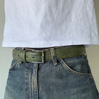 Green Crocodile Print Belt