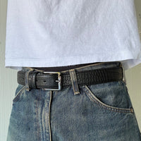 Black Crocodile Print Belt