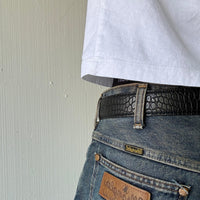 Black Crocodile Print Belt