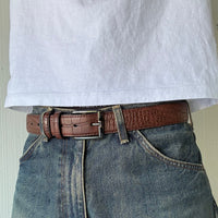 Brown Crocodile Print Belt