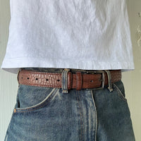 Brown Crocodile Print Belt